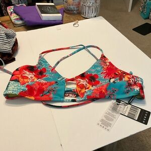 RELLECIGA Floral Bikini Top - Red and Blue NOT AVAILABLE